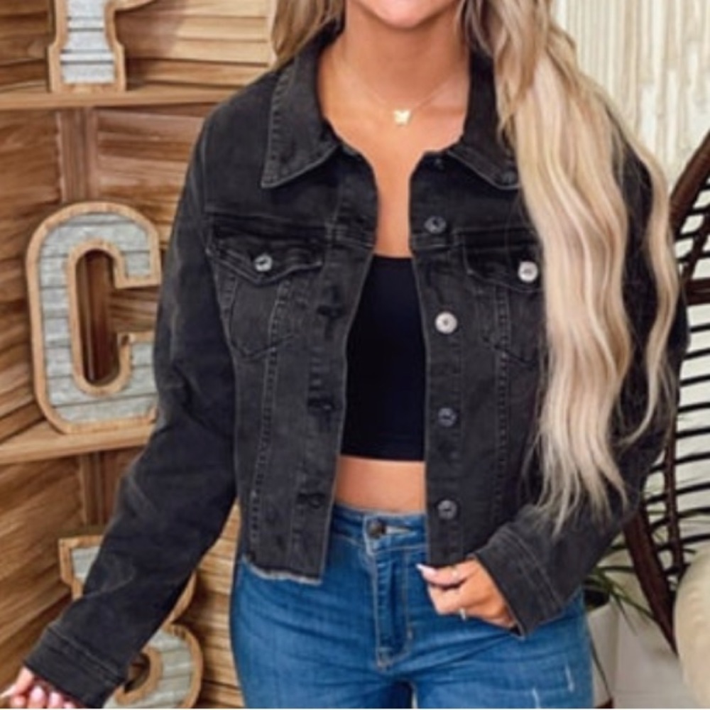 Very Cute Risen Black Distressed Jean Jacket 2xl.  $40.